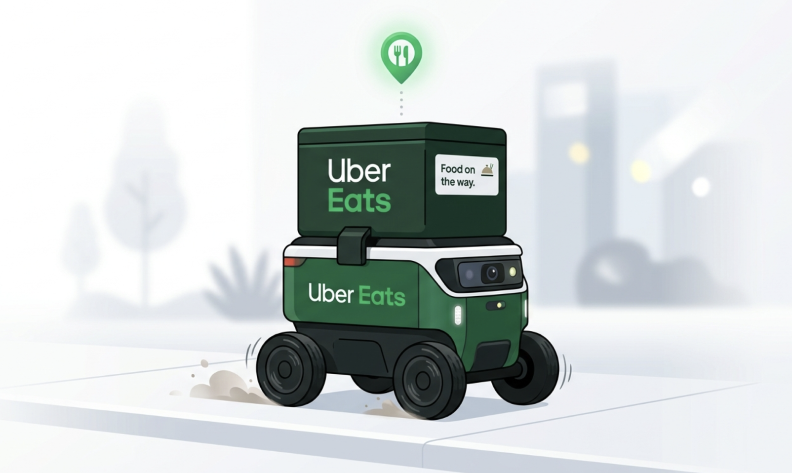 Uber Eats sidewalk delivery robot illustration